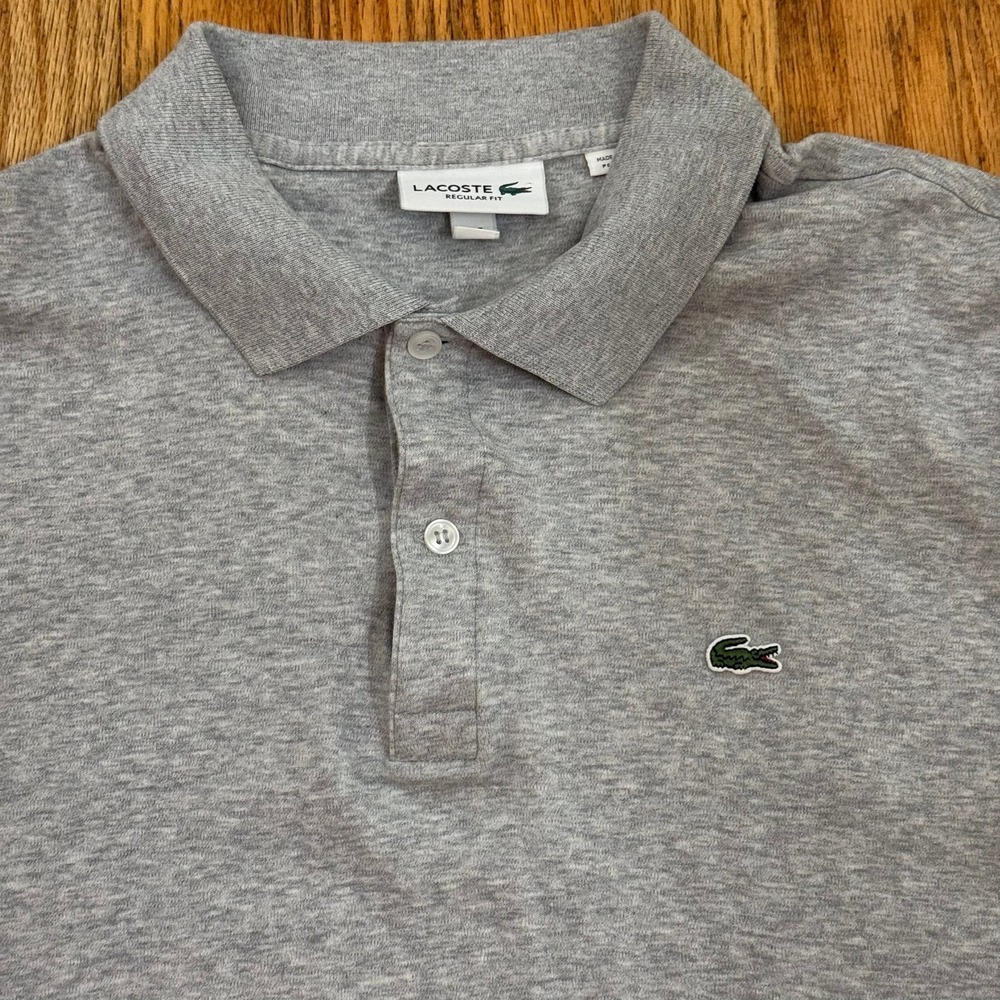 Lacoste Men's Classic Fit Polo Shirt Grey Size 7 XXL Pique Cotton - Picture 3 of 12